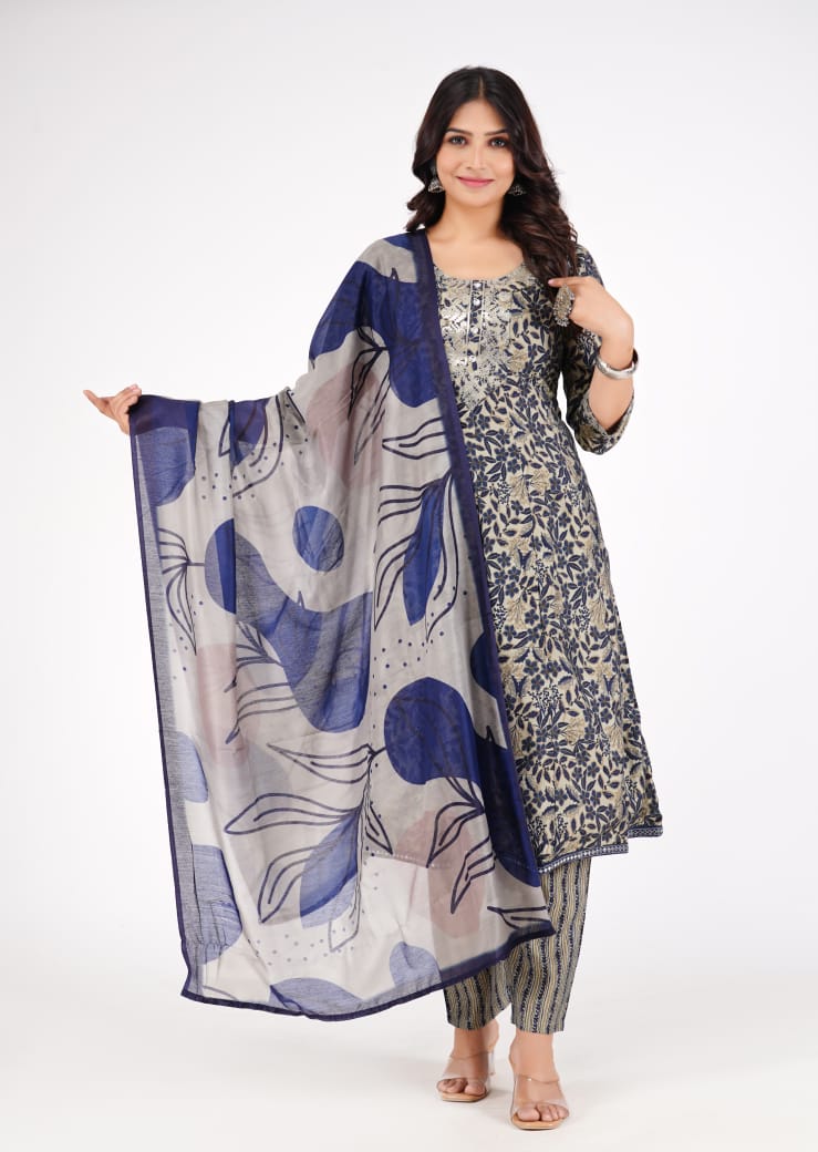 Chanderi Anarkali Set – 3-Piece with Cotton Lining