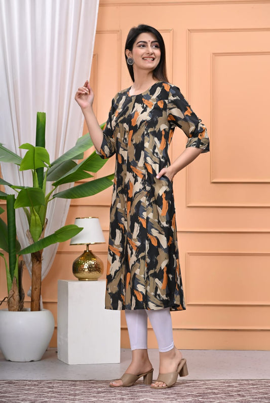 A-Line Foil Kurti with Pockets